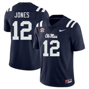 #12 Andrew Jones Ole Mississippi Rebels Navy Men Jerseys High School College Football 851460-448