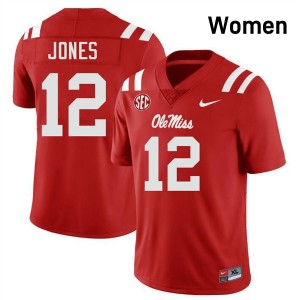 #12 Andrew Jones Mississippi Red Women Jersey Limited College Football 251989-996