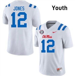 #12 Andrew Jones Ole Mississippi Rebels White Youth Jerseys 2025-26 College Football 930193-343