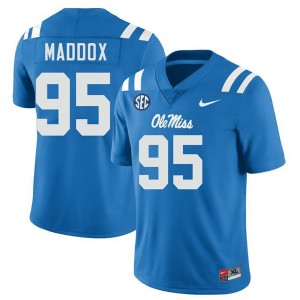 #95 Andrew Maddox University of Mississippi Powder Blue Men's Jersey Embroidery College Football 756092-344