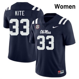 #33 Antonio Kite Ole Miss Rebels Navy Women Jersey Game College Football 975124-681