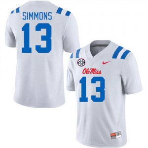 #13 Austin Simmons Ole Mississippi Rebels White Men Jerseys 2025-26 College Football 260633-745