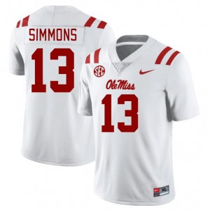 #13 Austin Simmons Ole Mississippi White Men's Jerseys Alumni College Football 661067-712
