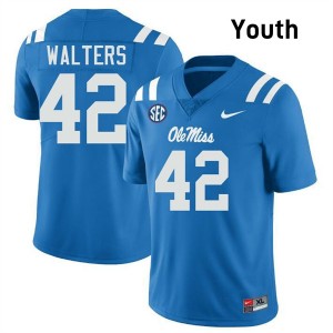 #42 Bryson Walters Ole Mississippi Rebels Powder Blue Youth Jerseys Stitched College Football 847621-281