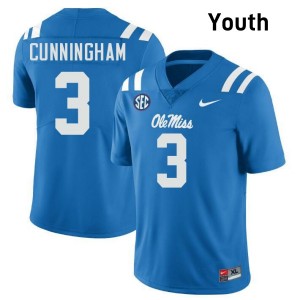 #3 Caleb Cunningham Ole Miss Rebels Powder Blue Youth Jersey 2025 College Football 290614-965