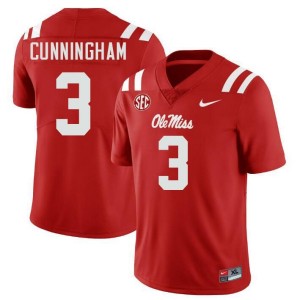 #3 Caleb Cunningham Mississippi Red Men's Jerseys Stitched College Football 888022-456
