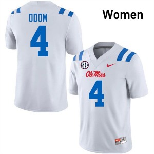 #4 Caleb Odom Ole Mississippi Rebels White Women Jersey Player College Football 113789-942
