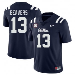 #13 Cedrick Beavers Ole Miss Rebels Navy Men Jerseys Limited College Football 255205-934