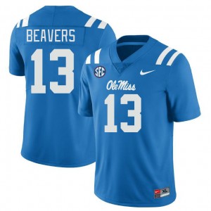#13 Cedrick Beavers Ole Mississippi Rebels Powder Blue Men Jersey 2025-26 College Football 893981-768