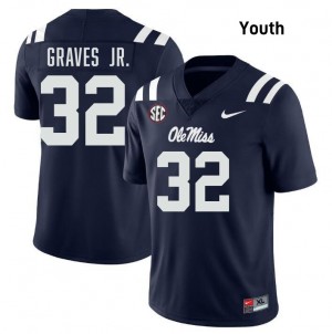 #32 Chris Graves Jr. Ole Miss Navy Youth Jerseys Limited College Football 997016-192