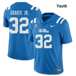 #32 Chris Graves Jr. University of Mississippi Powder Blue Youth Jerseys High School College Football 317285-430
