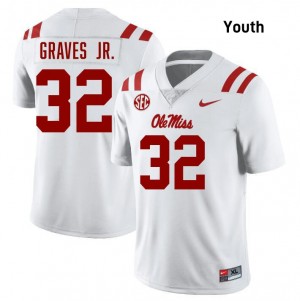#32 Chris Graves Jr. Rebels White Youth Jersey Official College Football 441078-313