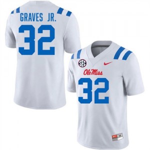 #32 Chris Graves Jr. Ole Mississippi Rebels White Men Jerseys Stitched College Football 433283-697