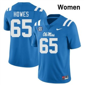 #65 Connor Howes Ole Miss Powder Blue Womens Jersey Stitched College Football 934349-753