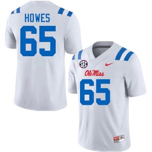 #65 Connor Howes Ole Mississippi White Men's Jersey NCAA College Football 843009-812