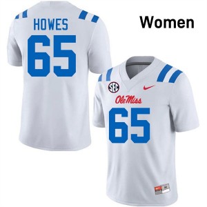 #65 Connor Howes Mississippi White Women Jersey Embroidery College Football 329630-300