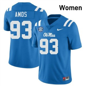#93 Corey Amos Mississippi Powder Blue Womens Jersey Player College Football 422232-909