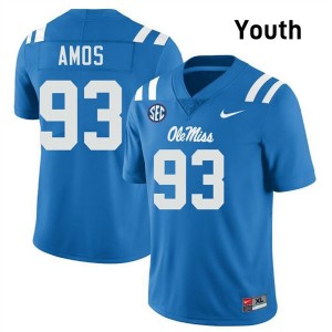 #93 Corey Amos Ole Miss Powder Blue Youth Jerseys 2025-26 College Football 812823-373