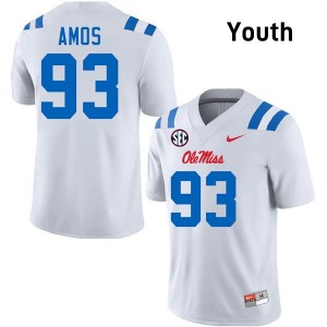 #93 Corey Amos University of Mississippi White Youth Jersey University College Football 255288-889