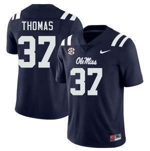 #37 Cortez Thomas Ole Mississippi Navy Men Jerseys Official College Football 652202-408