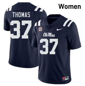 #37 Cortez Thomas Ole Miss Navy Women Jerseys NCAA College Football 301995-308