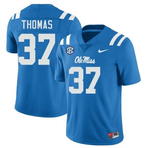 #37 Cortez Thomas Rebels Powder Blue Men's Jersey NCAA College Football 496880-804