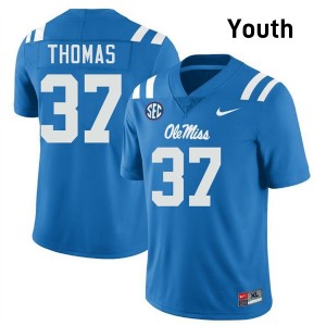 #37 Cortez Thomas Rebels Powder Blue Youth Jerseys University College Football 956065-843