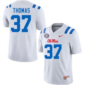#37 Cortez Thomas Ole Miss Rebels White Mens Jersey Official College Football 577972-745