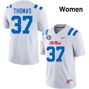 #37 Cortez Thomas Ole Miss White Women Jerseys Alumni College Football 390070-433