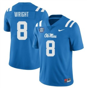#8 Dae'Quan Wright University of Mississippi Powder Blue Men's Jersey Game College Football 112219-316