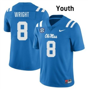 #8 Dae'Quan Wright Rebels Powder Blue Youth Jersey University College Football 954598-659