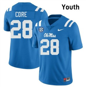 #28 Dante Core University of Mississippi Powder Blue Youth Jersey Official College Football 841055-527