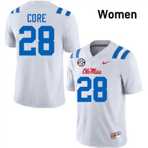 #28 Dante Core Ole Mississippi Rebels White Womens Jerseys Alumni College Football 149552-529
