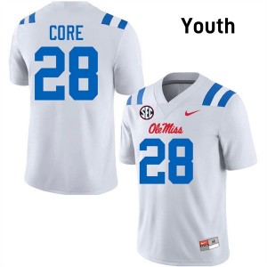 #28 Dante Core Rebels White Youth Jersey Stitched College Football 993908-900