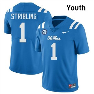 #1 De'Zhaun Stribling Ole Miss Powder Blue Youth Jersey Limited College Football 876210-412