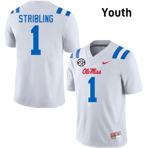#1 De'Zhaun Stribling Mississippi White Youth Jerseys 2025 College Football 194932-414