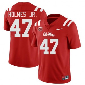 #47 DeeJay Holmes Jr. Ole Mississippi Red Mens Jerseys Replica College Football 440400-304