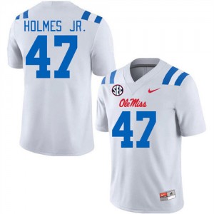 #47 DeeJay Holmes Jr. Rebels White Men's Jersey Embroidery College Football 454268-659