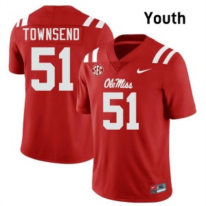 #51 Delano Townsend University of Mississippi Red Youth Jersey Player College Football 865843-923