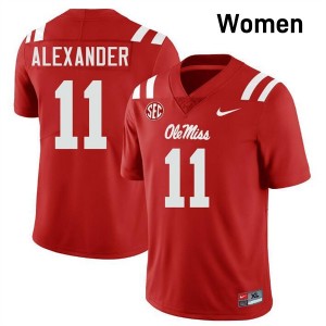 #11 Deuce Alexander Ole Mississippi Red Women's Jersey High School College Football 734014-765