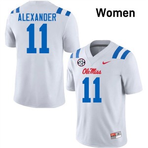 #11 Deuce Alexander Ole Miss White Women Jerseys Limited College Football 979819-246