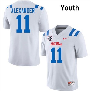 #11 Deuce Alexander Mississippi White Youth Jersey Player College Football 390243-467