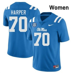 #70 Devin Harper Ole Mississippi Powder Blue Womens Jersey University College Football 924055-537