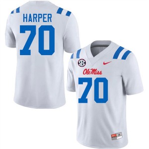#70 Devin Harper University of Mississippi White Men's Jerseys High School College Football 592595-984