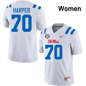 #70 Devin Harper Rebels White Women's Jersey NCAA College Football 904187-883