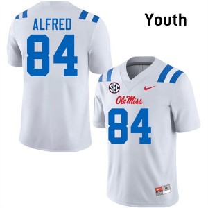 #84 Dillon Alfred Mississippi White Youth Jersey University College Football 552535-312