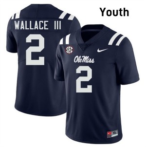 #2 Harrison Wallace III Ole Miss Navy Youth Jerseys Alumni College Football 139347-891