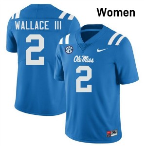 #2 Harrison Wallace III University of Mississippi Powder Blue Women Jersey Game College Football 607917-276