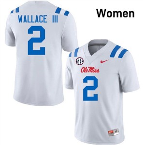 #2 Harrison Wallace III Ole Mississippi White Womens Jersey Embroidery College Football 330717-701
