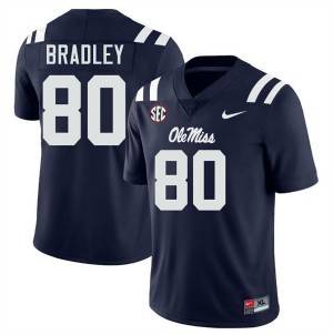 #80 Hayden Bradley Mississippi Navy Men Jerseys Stitched College Football 481226-931